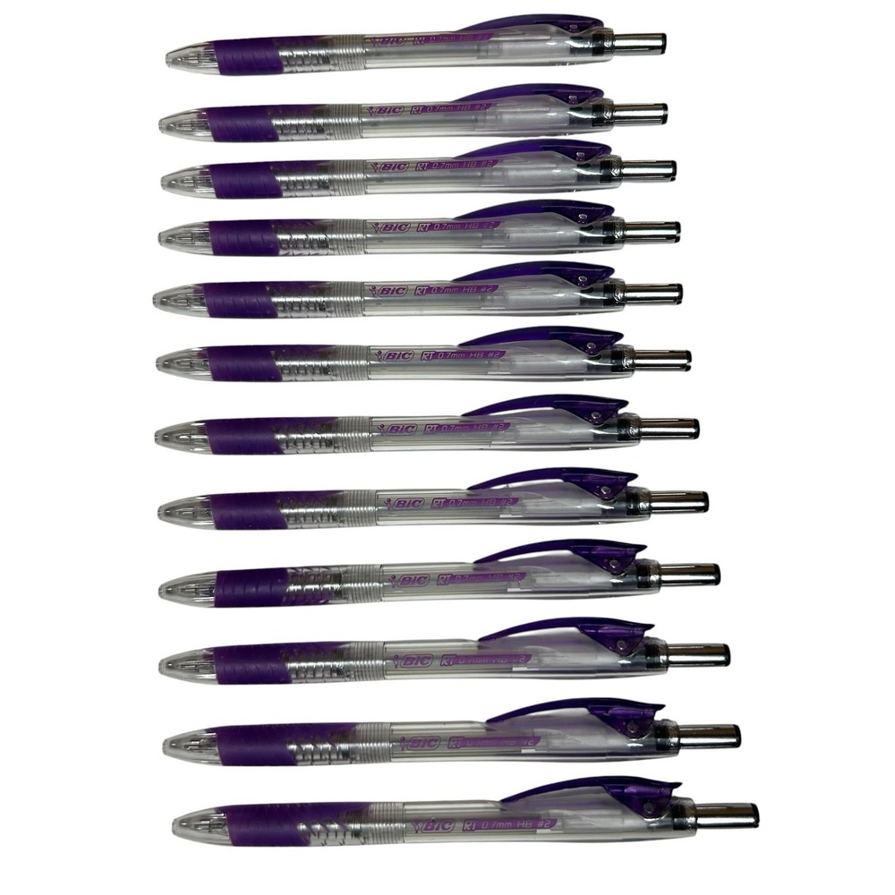 BIC RT Mechanical Pencils 0.7mm HB #2 Purple Grip Lot of 12